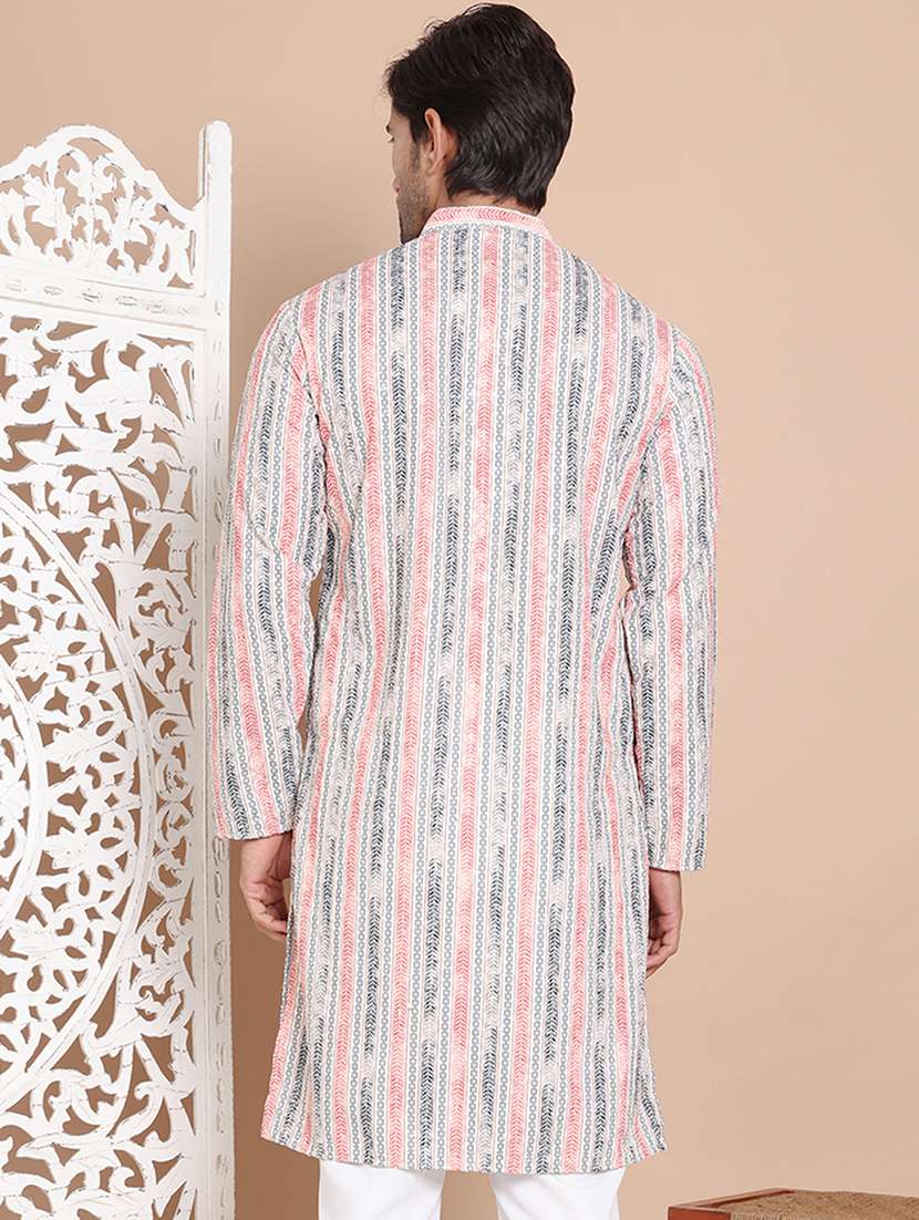 beige cotton long kurta - 21555449 - Standard Image - 3
