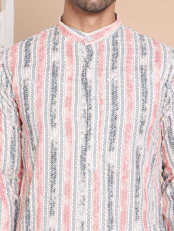 beige cotton long kurta - 21555449 - Standard Image - 5