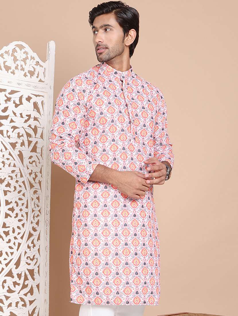 men mandarin neck printed long kurta - 21555454 - Zoom Image - 0