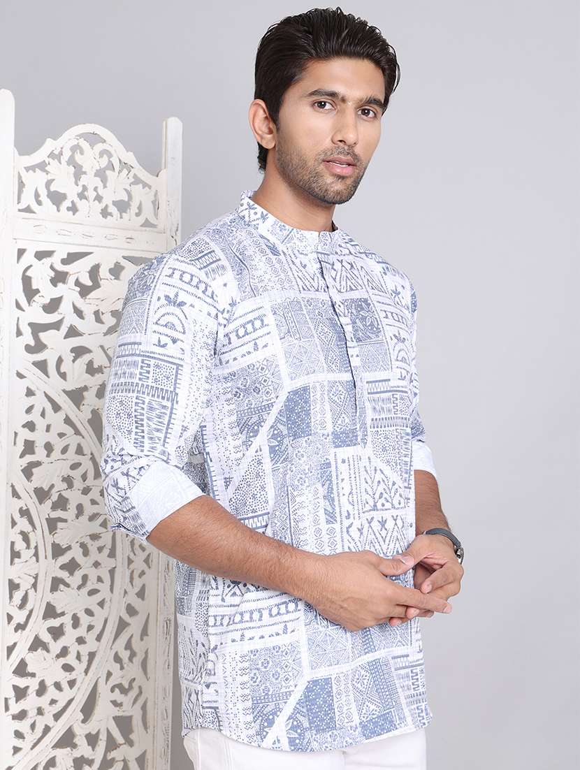 blue cotton short  kurta