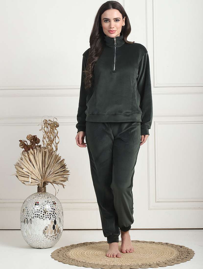 women solid pyjama nightwear set - 21555657 -  Zoom Image - 0