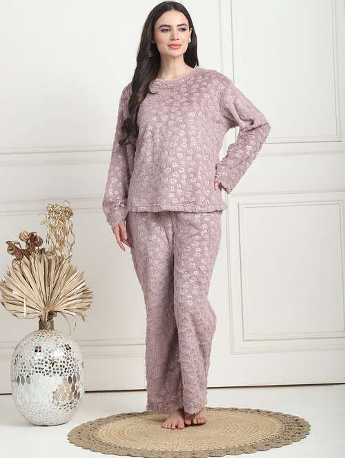 women solid pyjama nightwear set - 21555660 -  Standard Image - 0