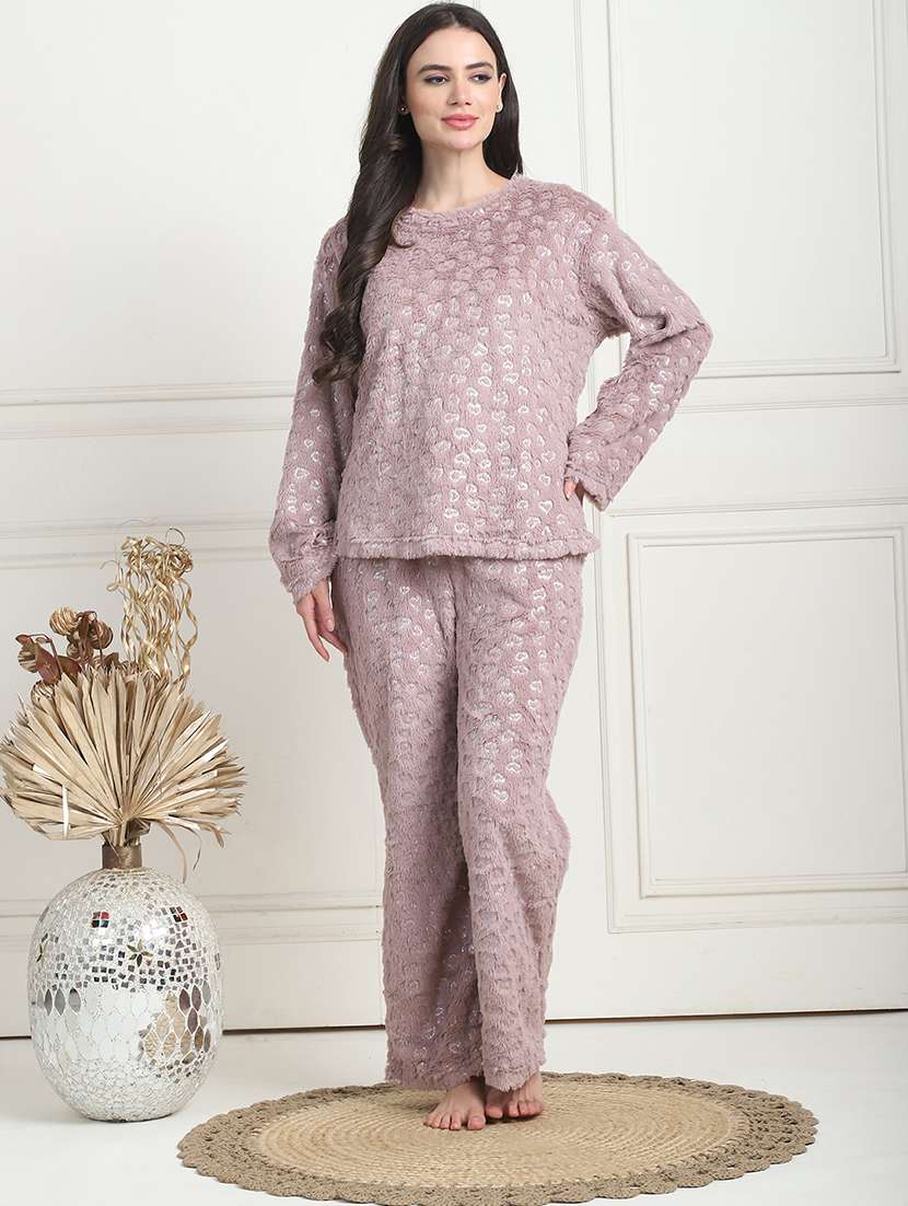 women solid pyjama nightwear set