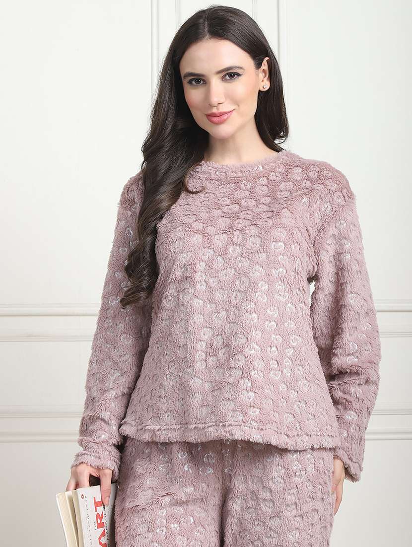 women solid pyjama nightwear set - 21555660 -  Standard Image - 3