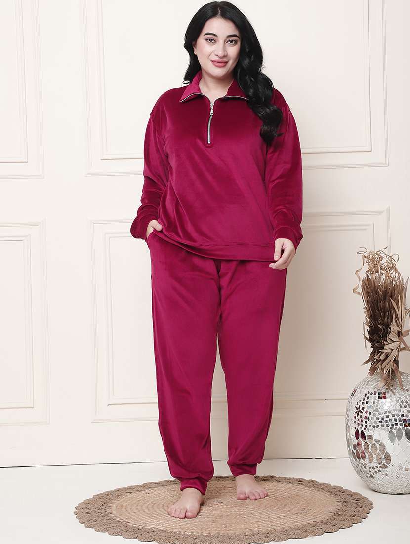 women solid pyjama nightwear set