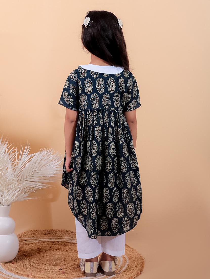 girls printed short sleeves kurta pant set - 21555744 - Standard Image - 3