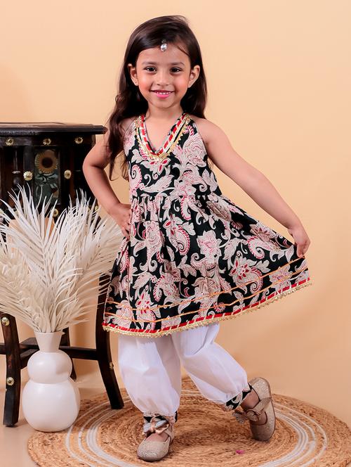 girls printed sleeveless kurta pant set - 21555761 - Standard Image - 0
