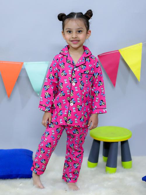 girls printed long sleeves pyjama set - 21555763 -  Standard Image - 0