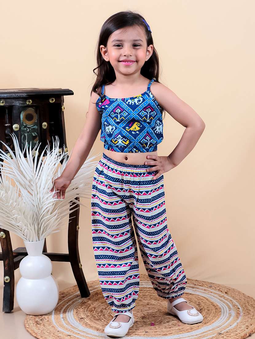 girls printed sleeveless full length set - 21555775 - Zoom Image - 0