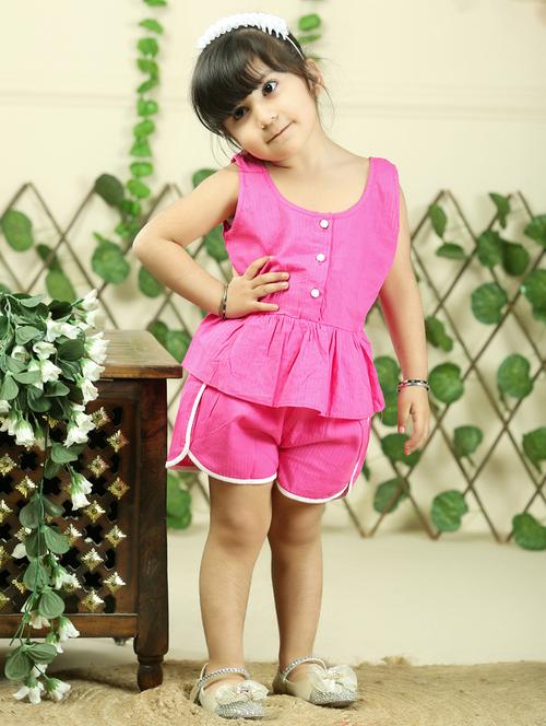 girls striped sleeveless top & shorts set - 21555787 -  Standard Image - 0