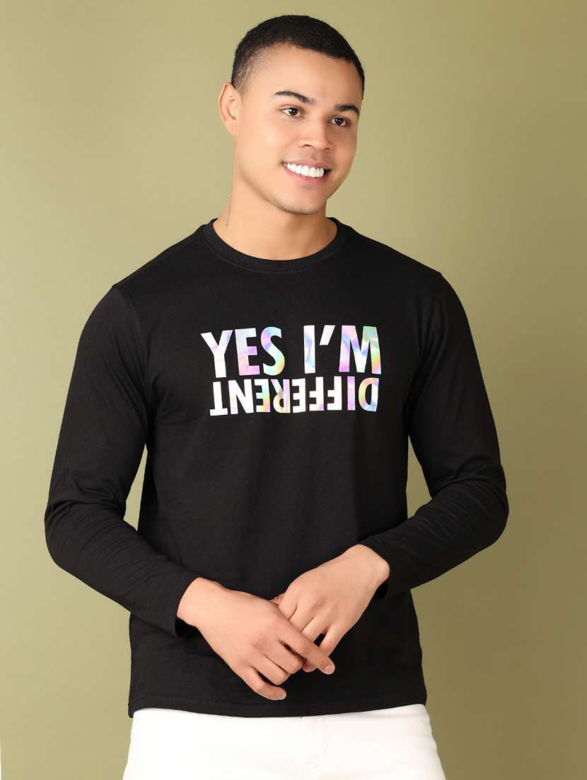 men black chest print long sleeve t-shirt