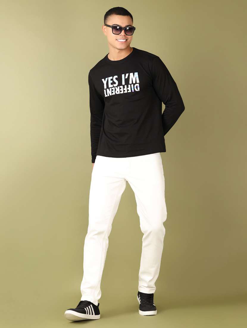 men black chest print long sleeve t-shirt - 21555794 -  Standard Image - 3