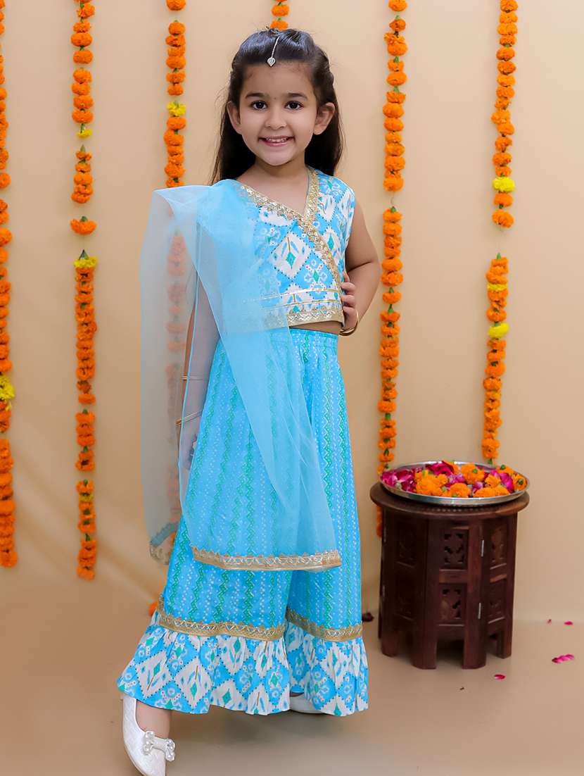 girls printed sleeveless lehenga choli set - 21555825 - Zoom Image - 0