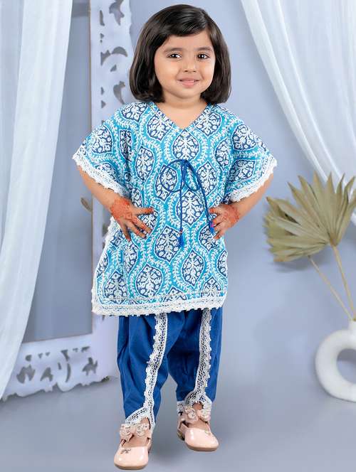 girls printed v neck kurta salwar set - 21555851 -  Standard Image - 0