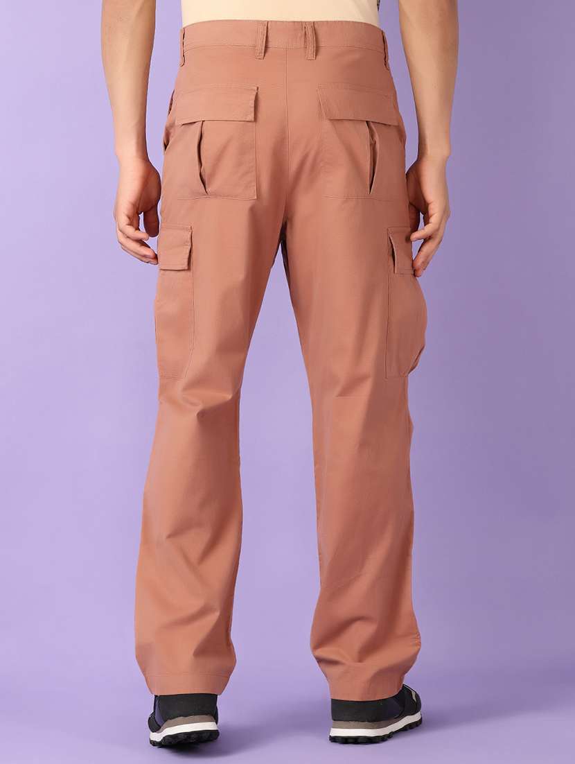 men peach solid cargo - 21555869 -  Standard Image - 3