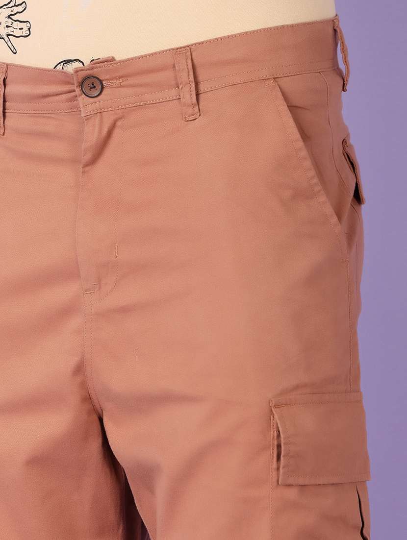 men peach solid cargo - 21555869 -  Standard Image - 5