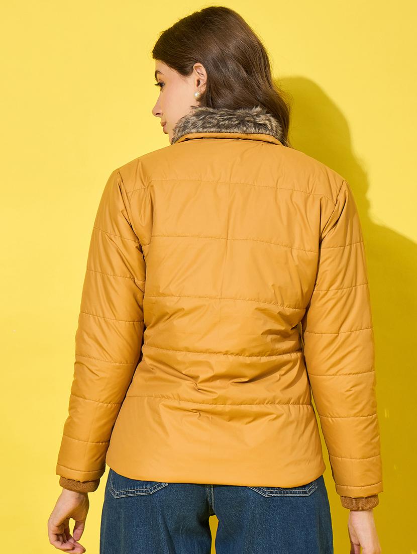 women solid long sleeves quilted jacket - 21555878 - Standard Image - 3