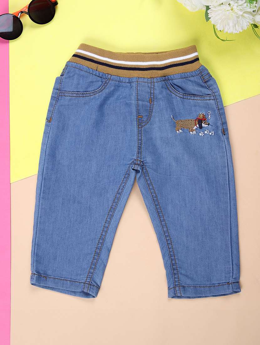 boys embroidered detailed slim fit jeans