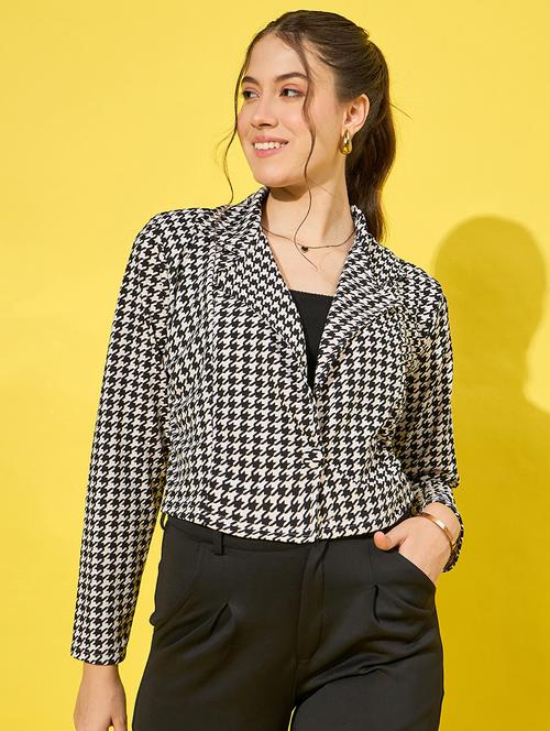 women printed long sleeves blazer - 21555904 - Standard Image - 0