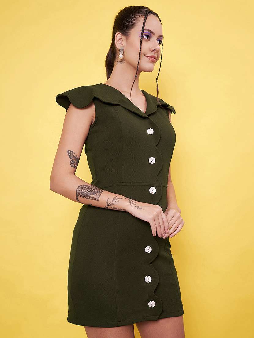 women solid v neck bodycon dress - 21555906 -  Standard Image - 3