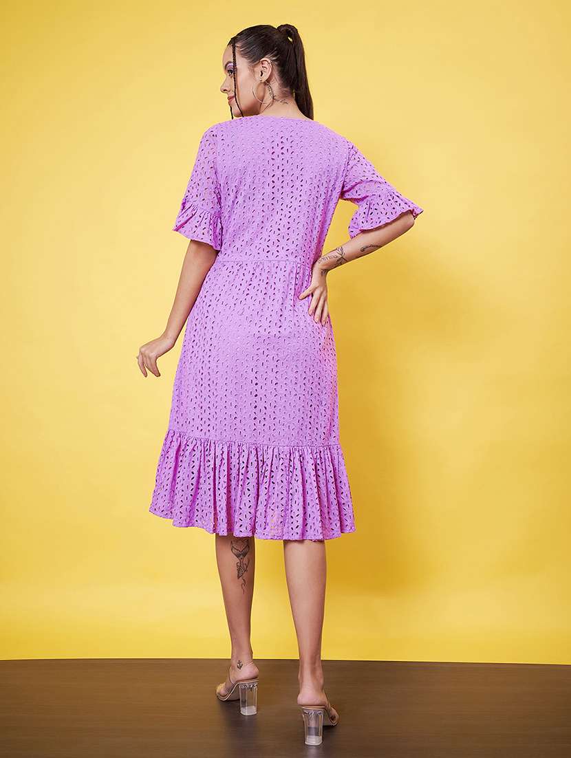 women self design square neck tiered dress - 21555907 -  Standard Image - 3