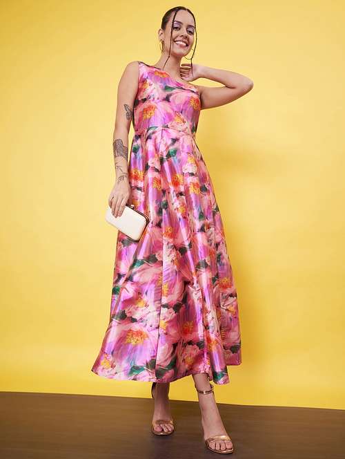 women floral printed single shoulder fit & flare dress - 21555921 - Standard Image - 0
