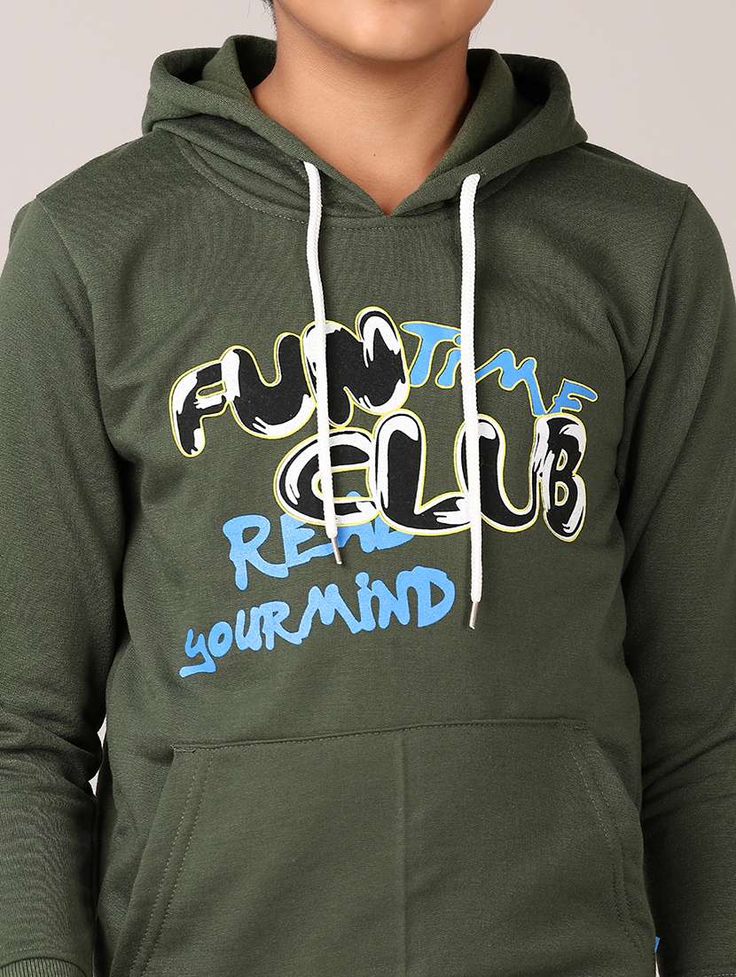 boys front print long sleeve hooded sweatshirt - 21556060 -  Standard Image - 3