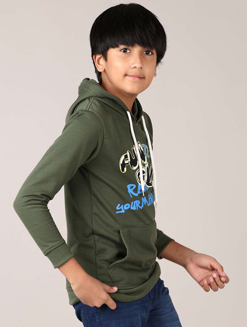 boys front print long sleeve hooded sweatshirt - 21556060 -  Standard Image - 5