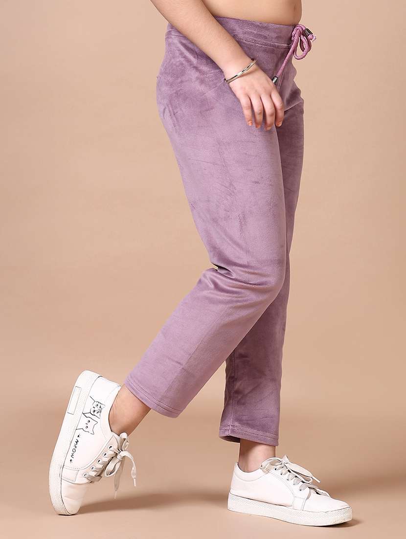 girls solid mid rise track pant - 21556088 - Standard Image - 5