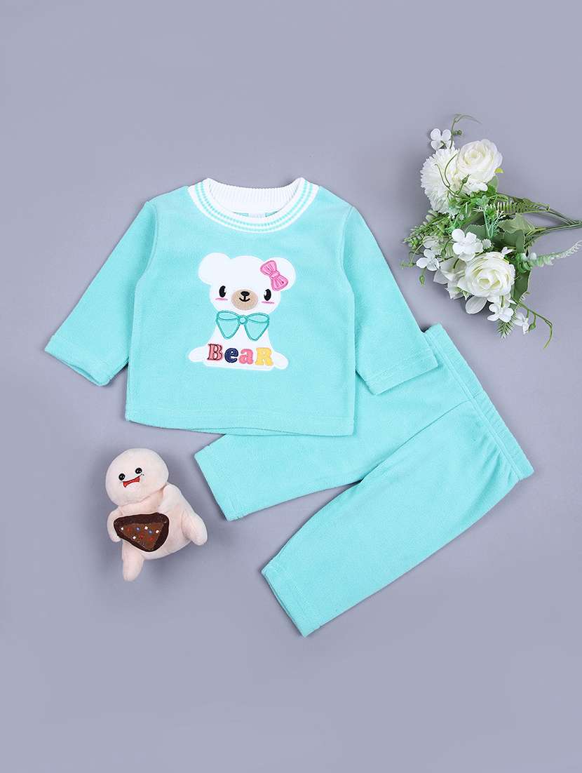 girls printed winterwear full length set