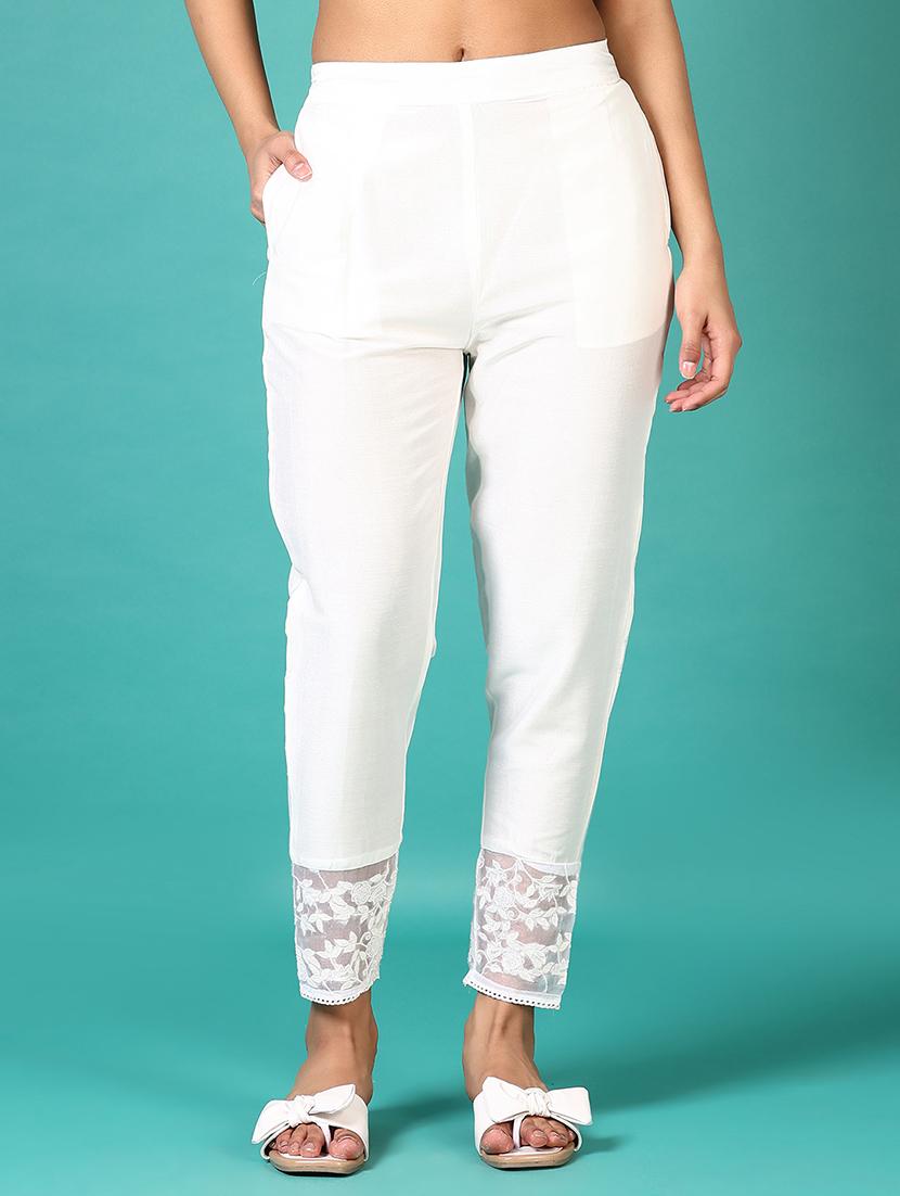 women solid laced hem tapered pant - 21556112 - Zoom Image - 0