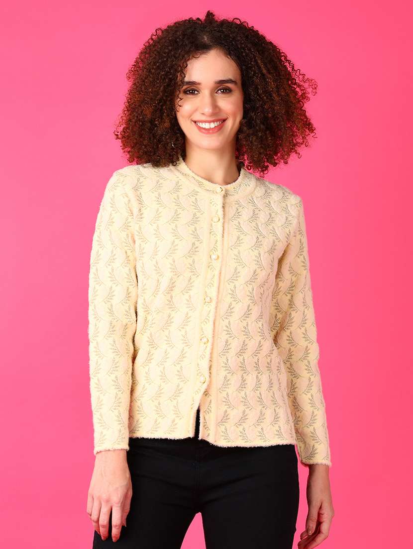 women self designed long sleeves cardigan