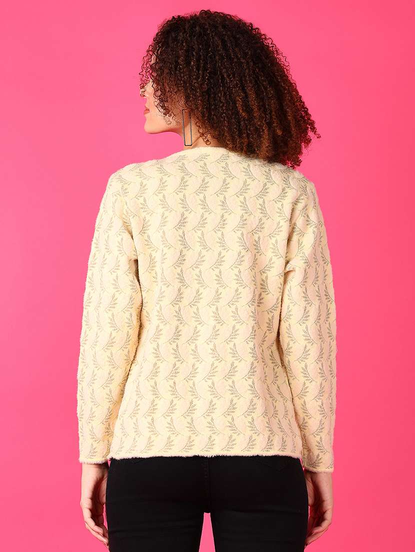 women self designed long sleeves cardigan - 21556114 -  Standard Image - 3