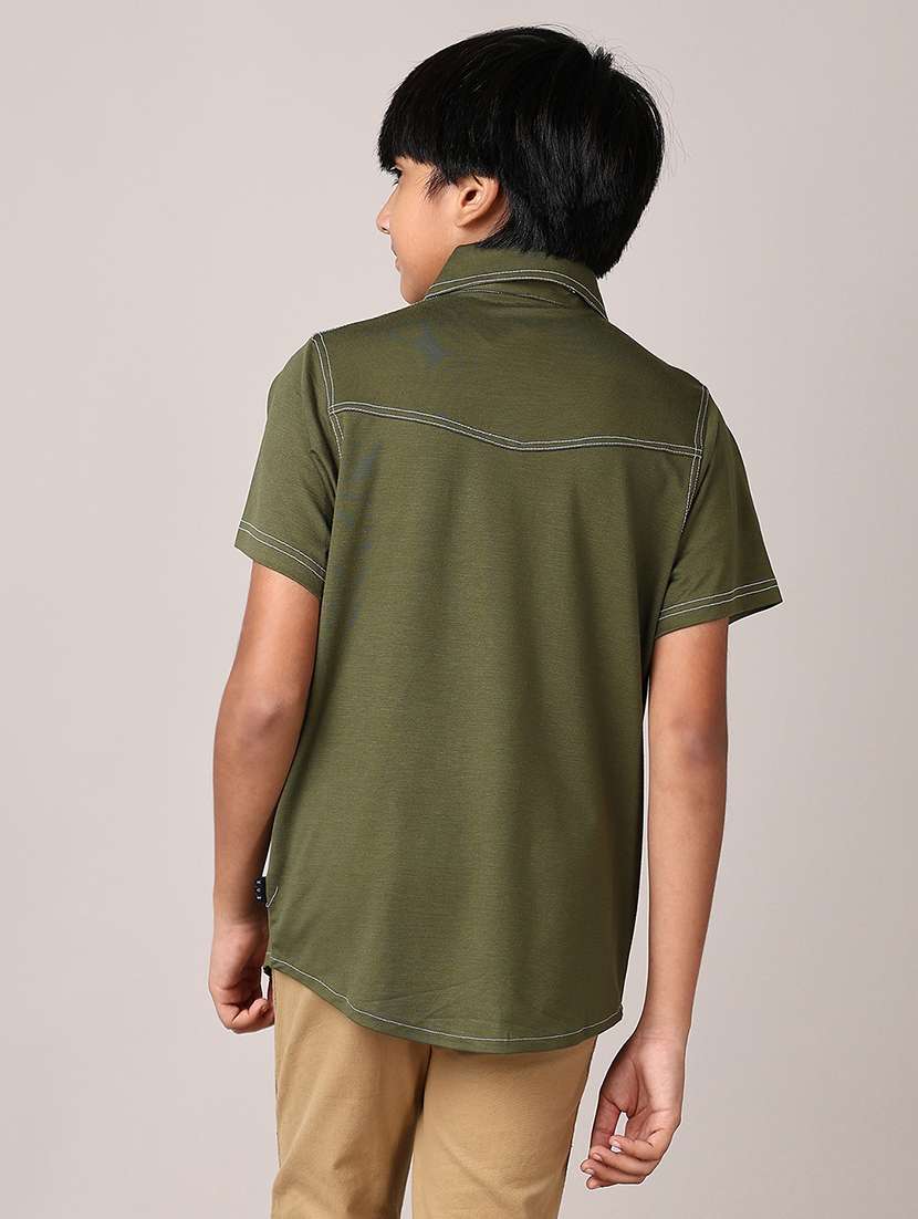 boys solid collared short sleeves shirt - 21556216 -  Standard Image - 3