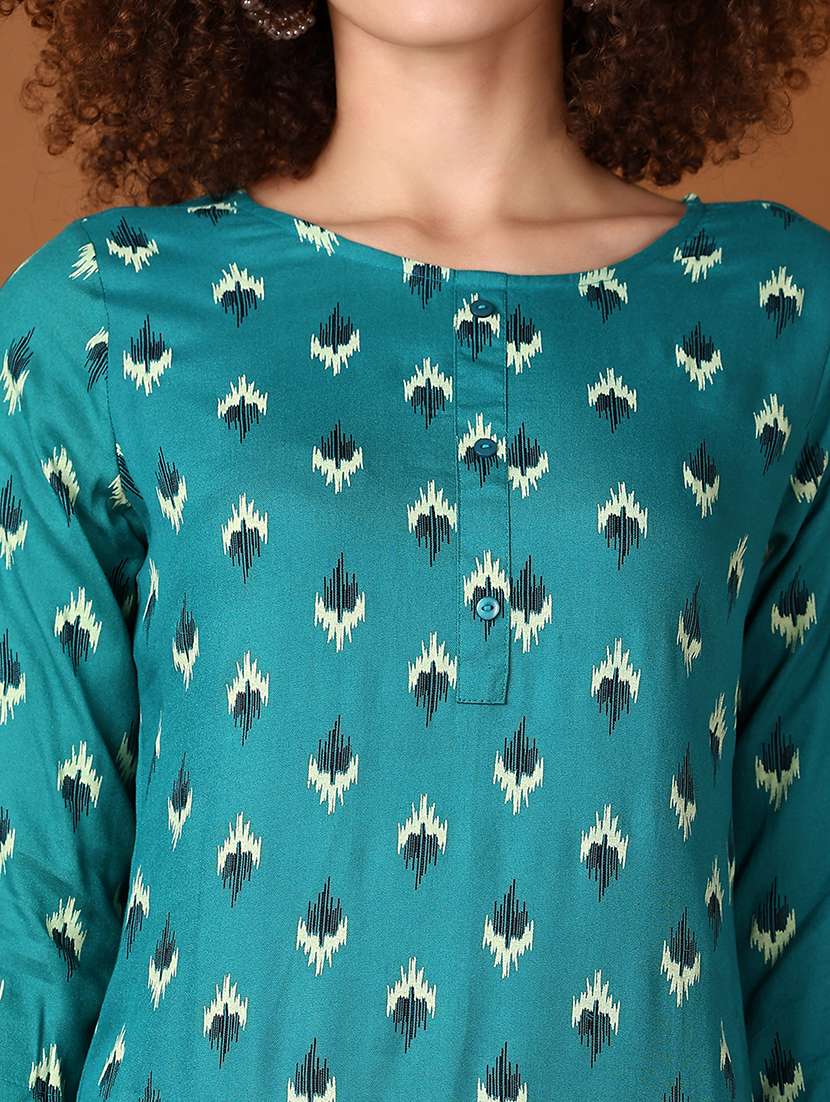 women printed three quarter sleeve straight kurta - 21556222 -  Standard Image - 5