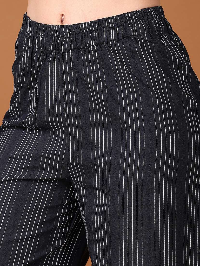 women navy blue stripes printed palazzo - 21556240 -  Standard Image - 5