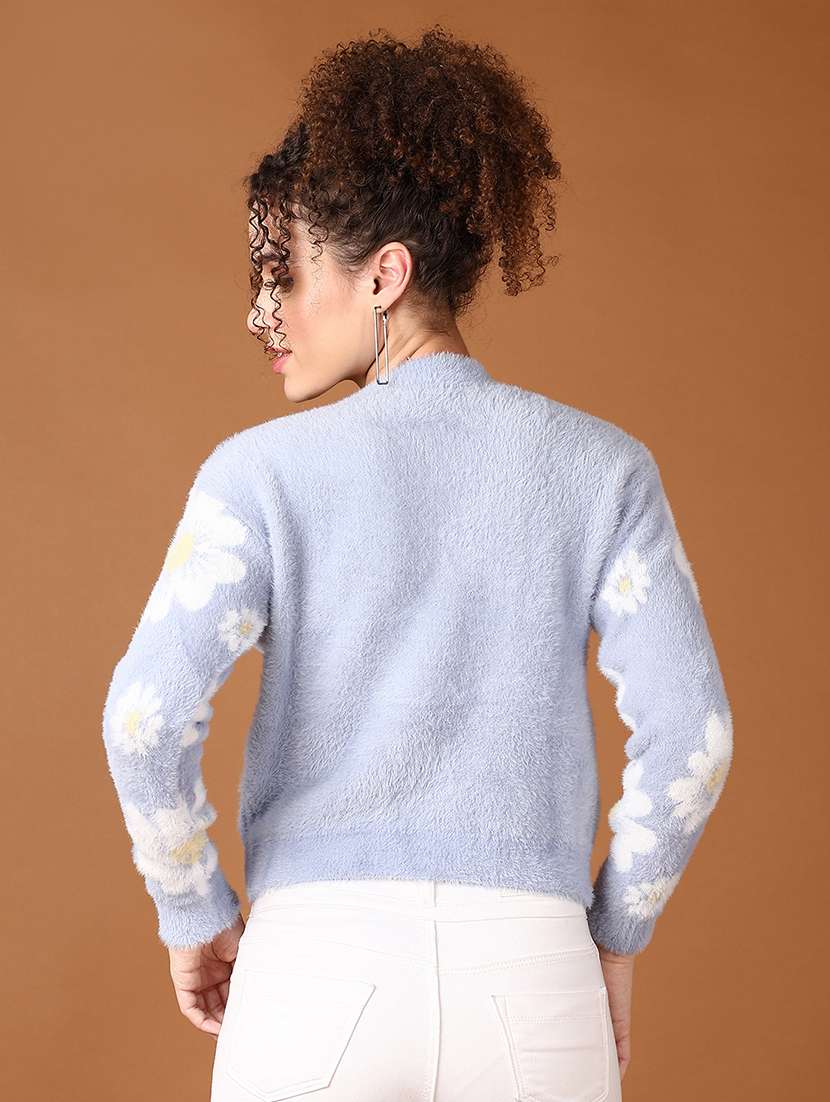 women light blue florals long sleeve pullover - 21556328 -  Standard Image - 3