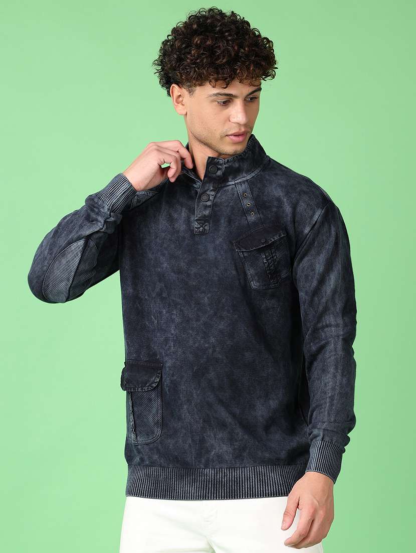 men printed long sleeve regular fit pullover