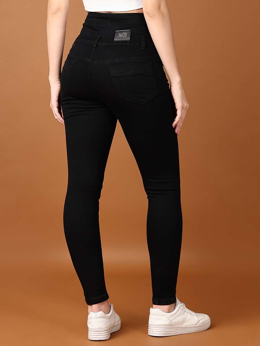 women solid high rise slim fit jean - 21556399 - Standard Image - 3