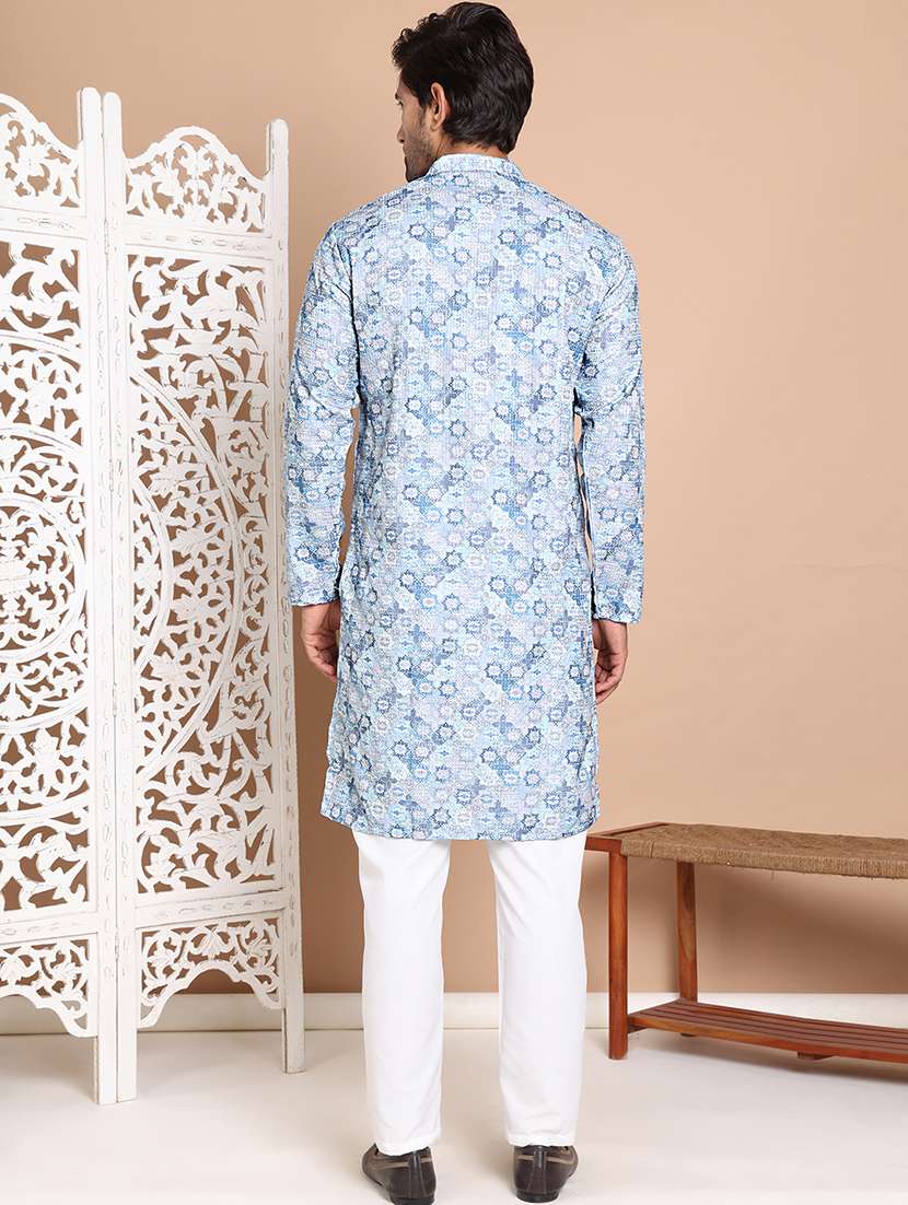 grey cotton blend kurta pyjama ethnic wear - 21556437 -  Standard Image - 3