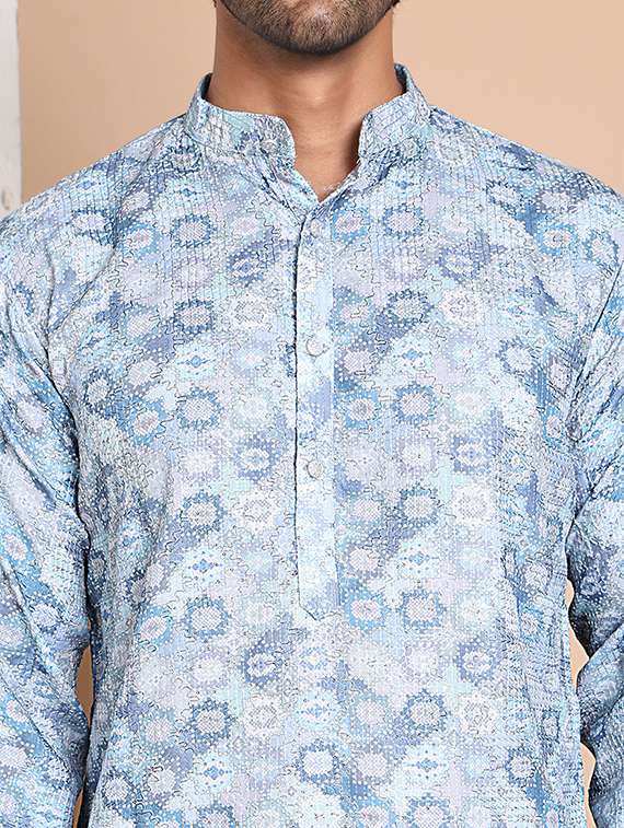 grey cotton blend kurta pyjama ethnic wear - 21556437 -  Standard Image - 5