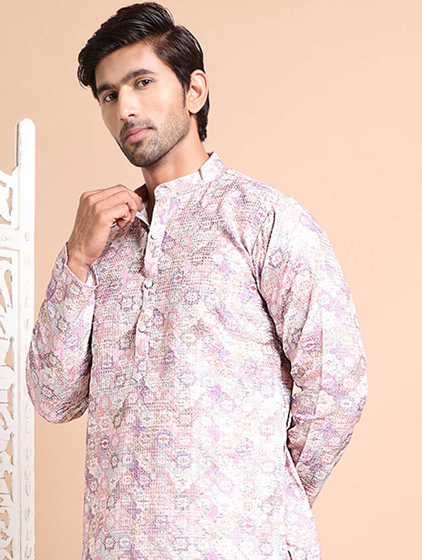 purple cotton blend kurta pyjama ethnic wear - 21556438 -  Standard Image - 3