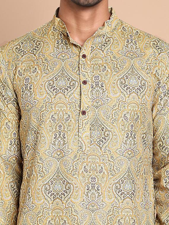 men mandarin neck printed kurta pyjama set - 21556439 - Standard Image - 5
