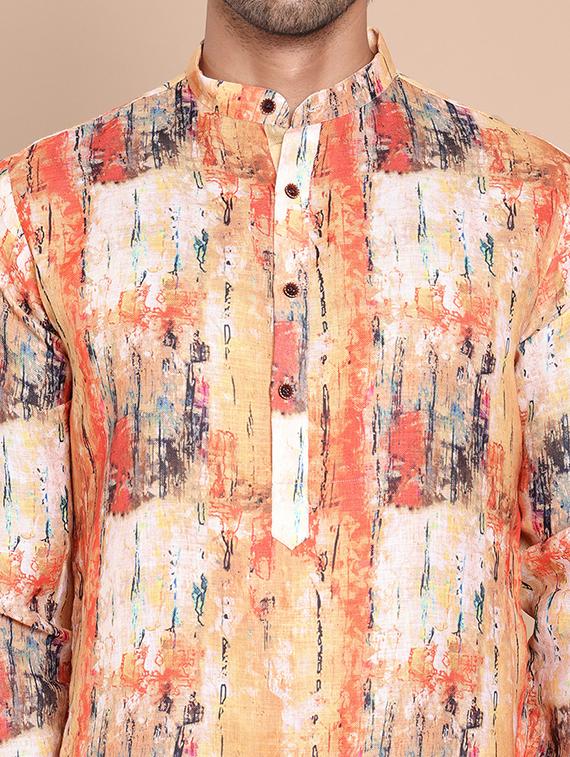 orange cotton kurta pyjama ethnic wear set - 21556443 - Standard Image - 5
