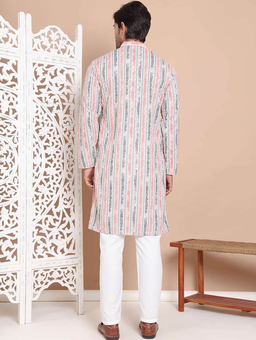 Beige Cotton Kurta Pyjama Ethnic Wear - 21556456 -  Standard Image - 3