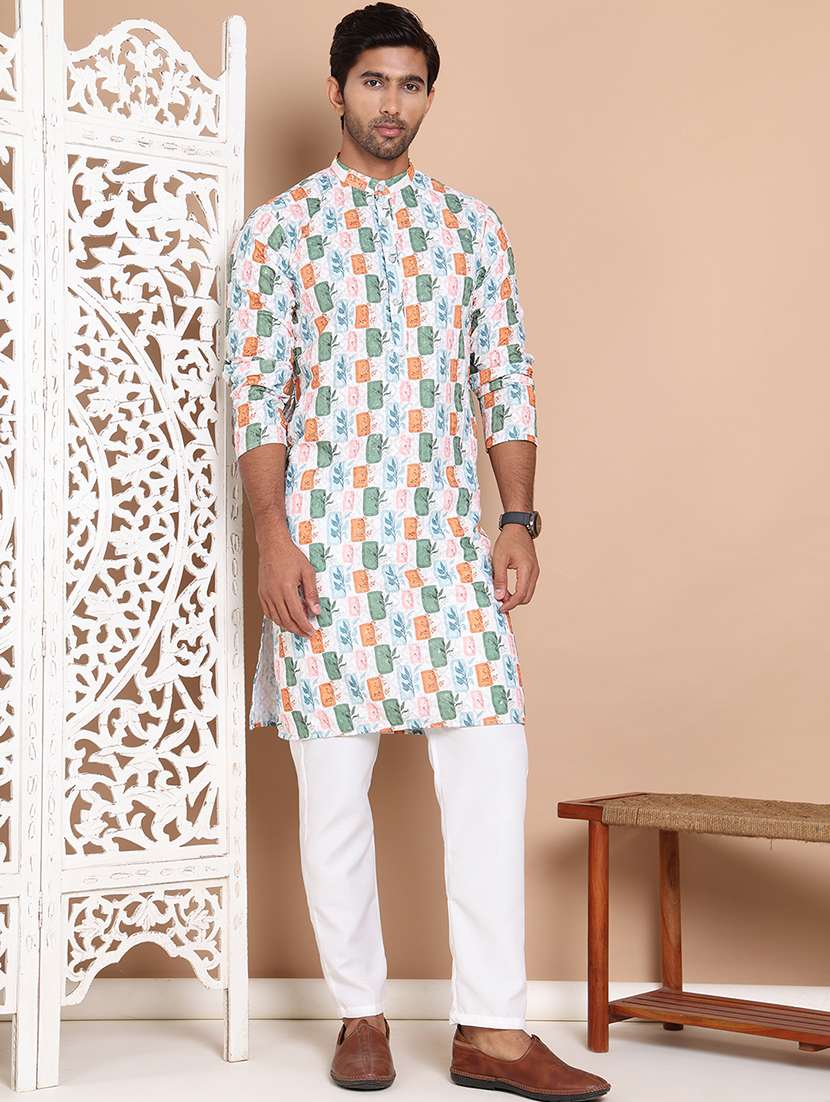 white cotton kurta pyjama ethnic wear