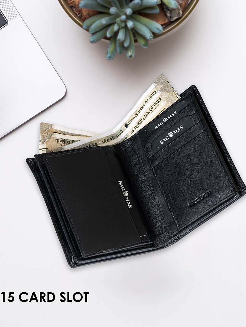 black genuine leather wallet - 21556687 - Standard Image - 3