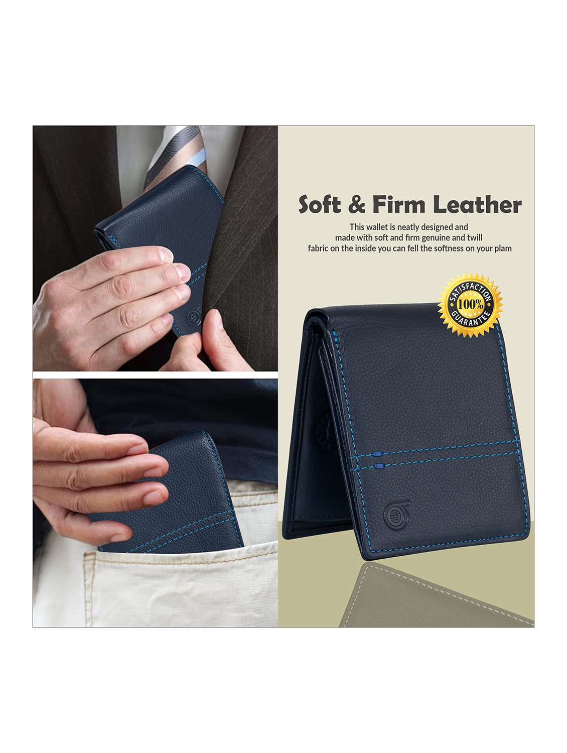 blue genuine leather wallet - 21556744 -  Standard Image - 3