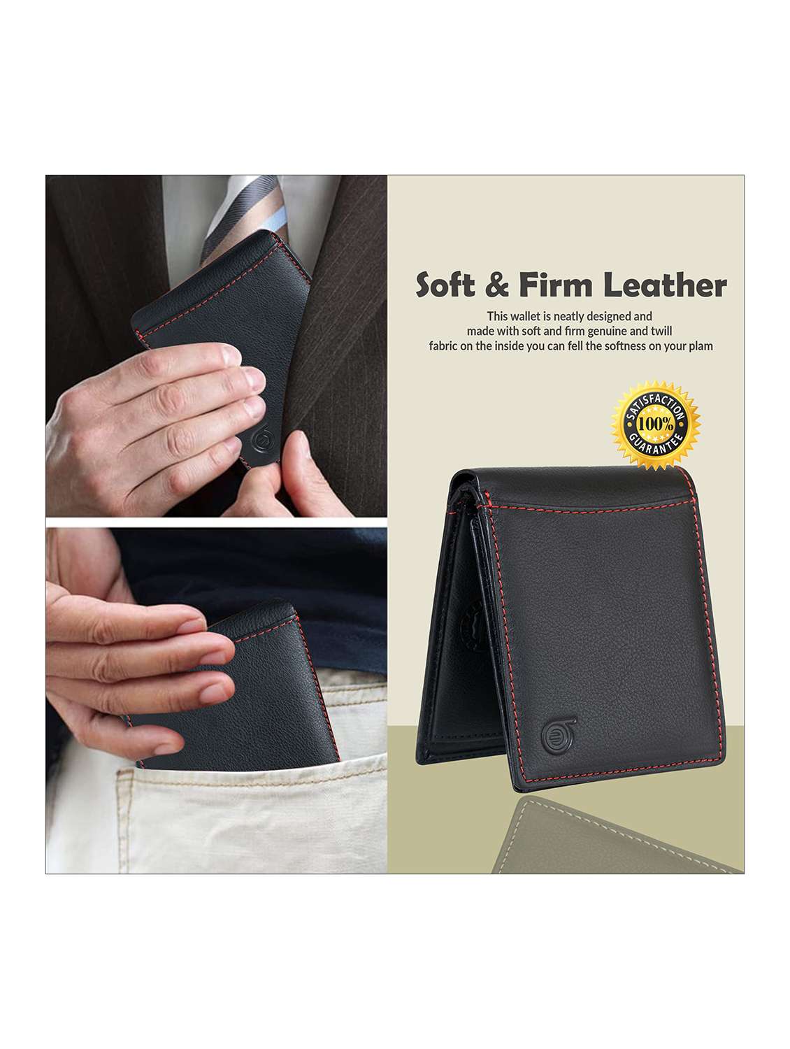 black genuine leather wallet - 21556785 -  Standard Image - 3