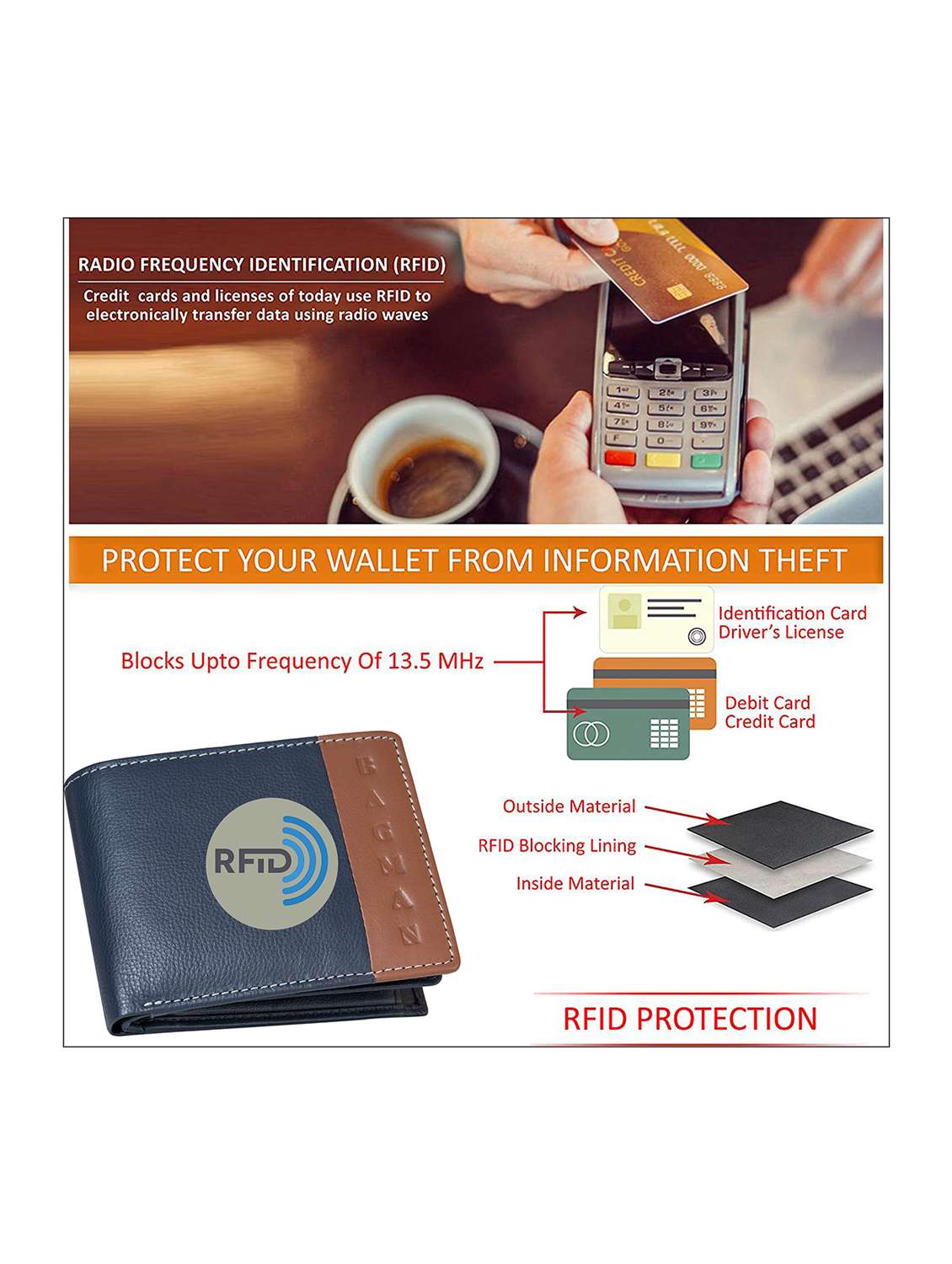 blue genuine leather wallet - 21556794 -  Standard Image - 3